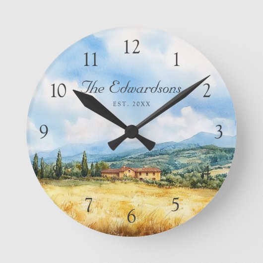 Waterverf Toscaanse mediterrane familienaam Ronde Klok (Voorkant)