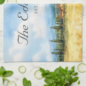 Waterverf Toscaanse mediterrane familienaam Theedoek (Gevouwen)