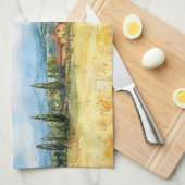 Waterverf Toscaanse mediterrane familienaam Theedoek (Quarter Fold)