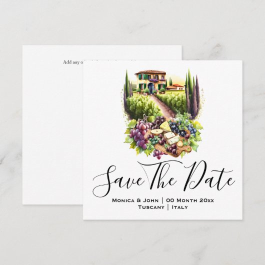 Waterverf Toscaanse Villa Italiaanse wijnmakerij I Kaart (Voorkant / Achterkant)