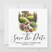 Waterverf Toscaanse Villa Italiaanse wijnmakerij I Kaart (Voorkant)