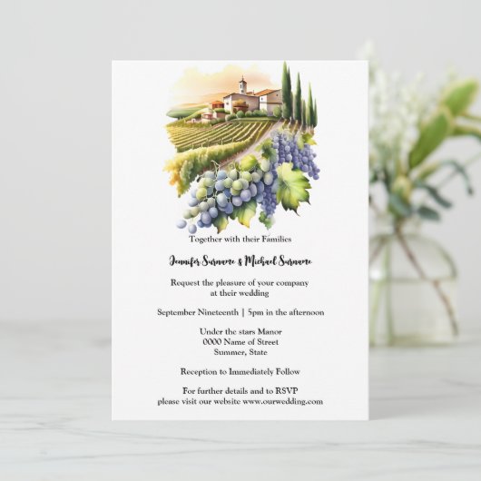 Waterverf Toscaanse Villa Toscane wijnmakerij land Kaart (Staand voorkant)