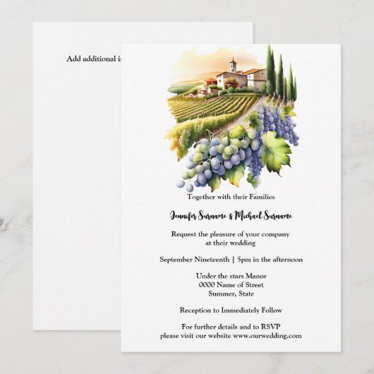 Waterverf Toscaanse Villa Toscane wijnmakerij land Kaart (Voorkant / Achterkant)