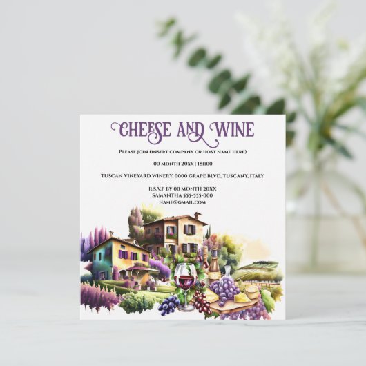 Waterverf Toscaanse villakaas wijngaard wijnstok Kaart (Staand voorkant)