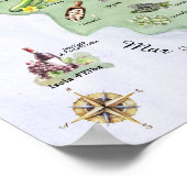 Waterverf Toscane Food & Landmark Kaart Poster (Hoek)