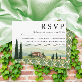 Waterverf Toscane Italië bestemming bruiloft RSVP Kaartje