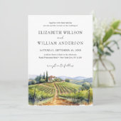 Waterverf Toscane Italië Bestemming Trouwfoto Kaart (Staand voorkant)