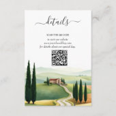 Waterverf Toscane Italië bruiloft details QR Informatiekaartje (Voorkant)