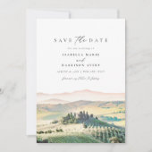 Waterverf Toscane Italië Skyline Save the Date Kaart (Voorkant)