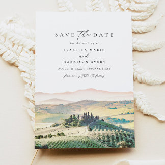 Waterverf Toscane Italië Skyline Save the Date Kaart