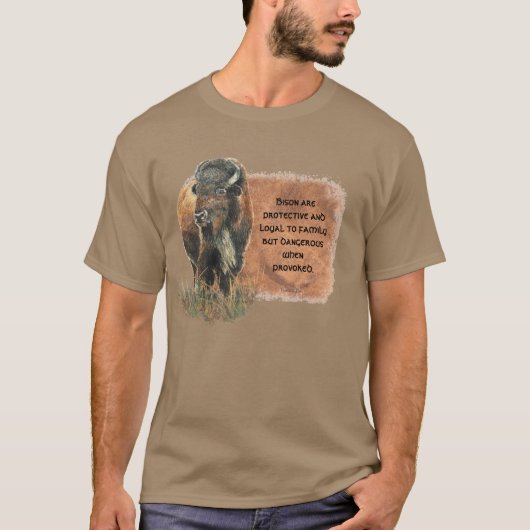 Waterverf Totem Spirit Guide Bison, Buffalo T-shirt (Voorkant)