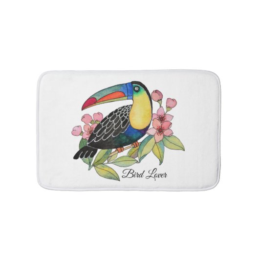 Waterverf toucan Bird with Flowers Badmat (Voorkant)