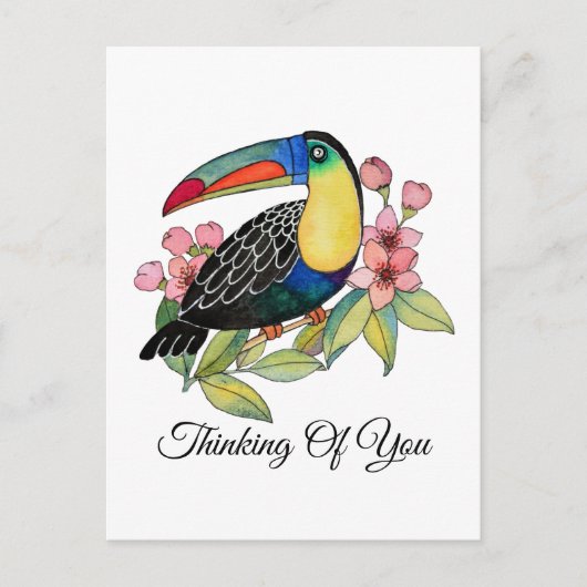 Waterverf toucan Bird with Flowers Briefkaart (Voorkant)