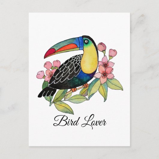 Waterverf toucan Bird with Flowers Briefkaart (Voorkant)