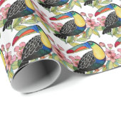 Waterverf toucan Bird with Flowers Cadeaupapier (Rol Hoek)