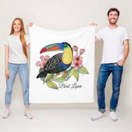 Waterverf toucan Bird with Flowers Fleece Deken