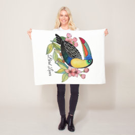 Waterverf toucan Bird with Flowers Fleece Deken