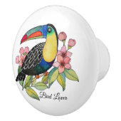 Waterverf toucan Bird with Flowers Keramische Knop (Rechts)