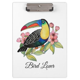 Waterverf toucan Bird with Flowers Klembord