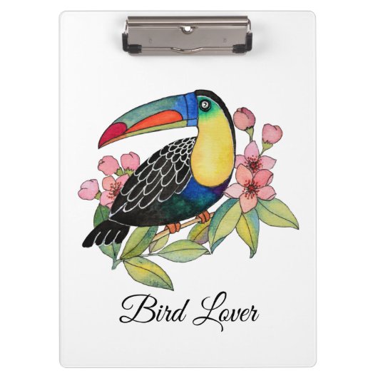 Waterverf toucan Bird with Flowers Klembord (Voorkant)
