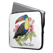 Waterverf toucan Bird with Flowers Laptop Sleeve (Voorkant Links)