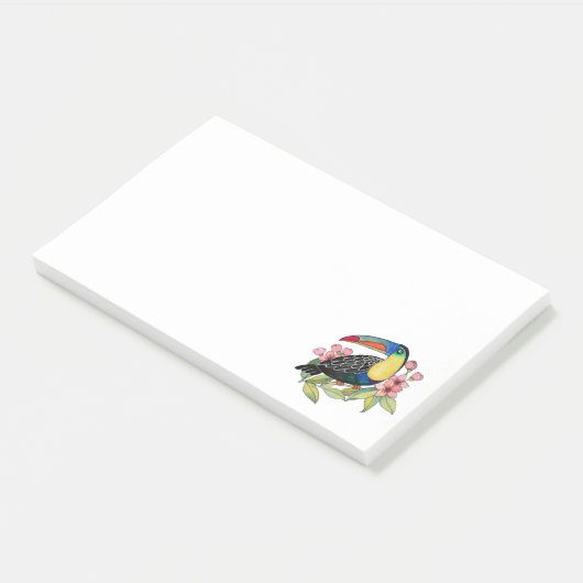 Waterverf toucan Bird with Flowers Post-it® Notes (Schuin)