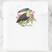 Waterverf toucan Bird with Flowers Ronde Sticker (Tas)
