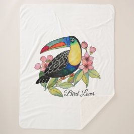 Waterverf toucan Bird with Flowers Sherpa Deken