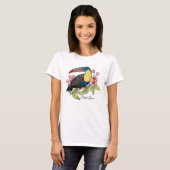 Waterverf toucan Bird with Flowers T-shirt (Voorkant volledig)