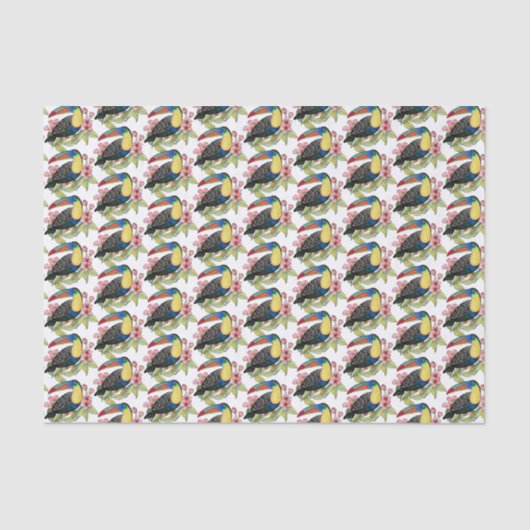 Waterverf toucan Bird with Flowers Tissuepapier (Voorkant)