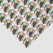 Waterverf toucan Bird with Flowers Tissuepapier (Detail)