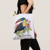 Waterverf toucan Bird with Flowers Tote Bag (Dichtbij)