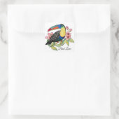 Waterverf toucan Bird with Flowers Vierkante Sticker (Tas)
