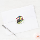 Waterverf toucan Bird with Flowers Vierkante Sticker (Envelop)
