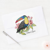 Waterverf toucan Bird with Flowers Vierkante Sticker (Envelop)