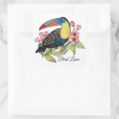 Waterverf toucan Bird with Flowers Vierkante Sticker (Tas)