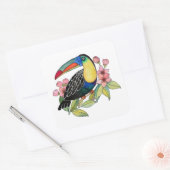 Waterverf toucan Bird with Flowers Vierkante Sticker (Envelop)