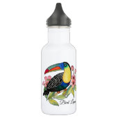 Waterverf toucan Bird with Flowers Waterfles (Links)