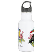 Waterverf toucan Bird with Flowers Waterfles (Voorkant)