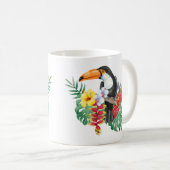 Waterverf Toucan en Tropical Flowers Koffiemok (Voorkant rechts)