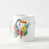 Waterverf Toucan en Tropical Flowers Koffiemok (Voorkant links)