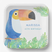 WATERVERF TOUCAN VERJAARDAG PAPIEREN BORDJE (Voorkant)