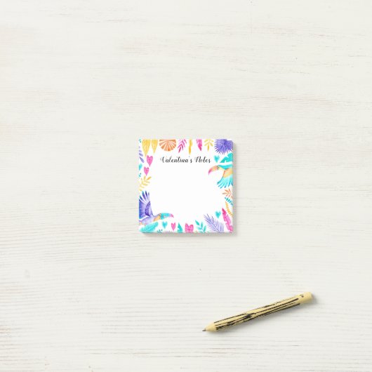 Waterverf Toucans en tropische bladeren Post-it® Notes (Op bureau)