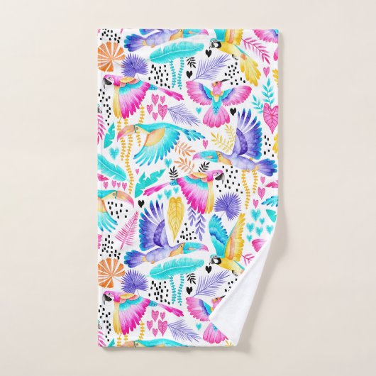 Waterverf Toucans, Maccaws en kolibrie Oerwoud Bad Handdoek (Handdoek)