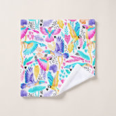 Waterverf Toucans, Maccaws en kolibrie Oerwoud Bad Handdoek (Wasdoekje)