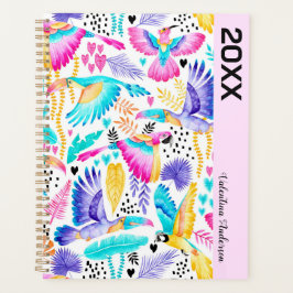 Waterverf Toucans, Maccaws + Kolibrie Tropisch Planner