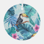 Waterverf Toucans: Tropisch naadloos Glas Ornament (Achterkant)