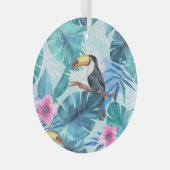 Waterverf Toucans: Tropisch naadloos Glas Ornament (Voorkant Rechts)