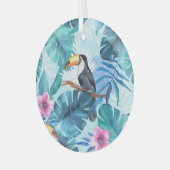 Waterverf Toucans: Tropisch naadloos Glas Ornament (Voorkant links)