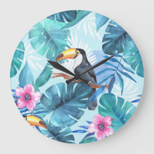 Waterverf Toucans: Tropisch naadloos Grote Klok